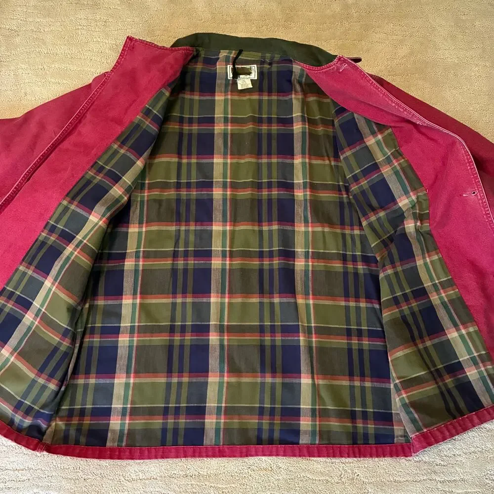 Vintage L.L. Bean Mens 2XL Cranberry Canvas Chore Barn Coat/Jacket Utility